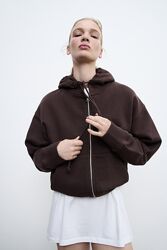 Шоколадне худі на блискавці zara розмір l