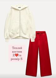 Теплий костюм zаra, зіп-худі та штани палаццо
