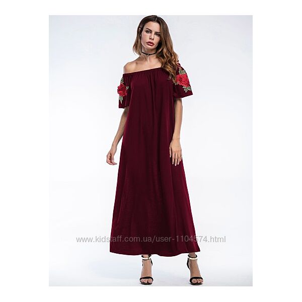 Довга сукня кольору бургунді розмір l
