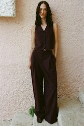 Штани бургунді zara з подвійними защіпами розмір xxl