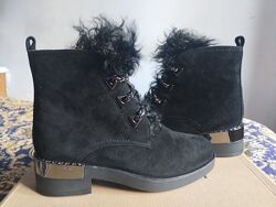 Ботинки из замши с мехом демисезон