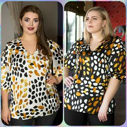 Женская шелковая блуза, 52-58р, PL4-524