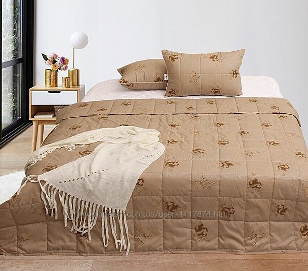 Стеганное одеяло летнее отдельно или с подушками, 1,5-сп, 2-сп, евро, Camel