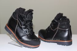 Берегиня детские зимние ботинки черные кожа мод. 1318
