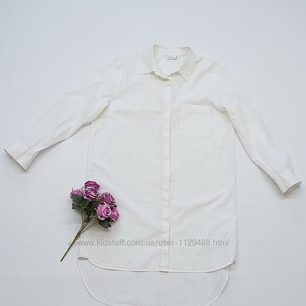 Рубашка белая хлопковая удлиненная Next, хлопок.