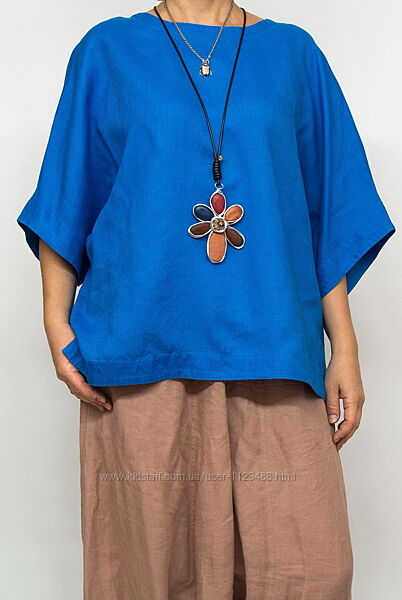 Блуза льняная Marks&Spenser, лен, большой размер.