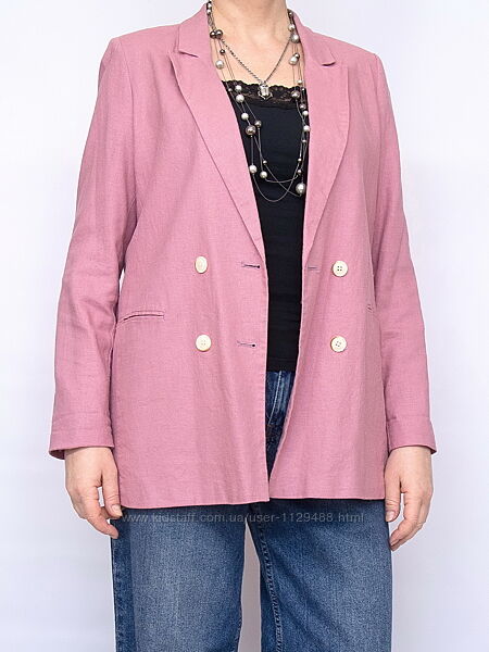 Пиджак льняной двубортный свободный, Tom Tailor.