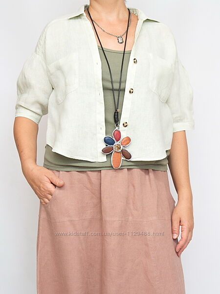 Рубашка льняная укороченная Zara, лен.