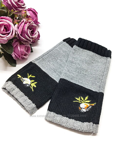 Митенки перчатки теплые с вышивкой.