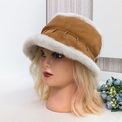 Шляпа панама меховая, натуральная овчина. Производство Англия.