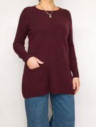 Джемпер кашемировый удлиненный винного цвета Marks & Spencer, кашемир.