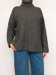 Свитер шерстяной в косах оверсайз Laura Ashley, шерсть шелк.