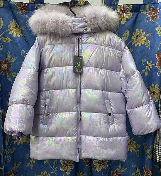 Модна та стильна зимова фіолетова куртка оверсайз для дівчаток 