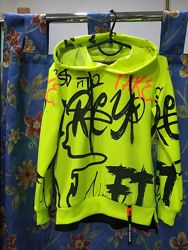 Стильні неонові зелені худі на хлопчика з написами