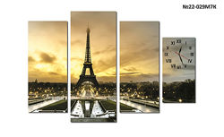 Модульные картины по номерам часы, Париж