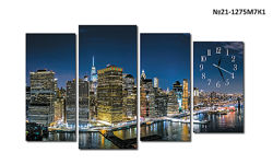 Модульная картина часы, город Нью-Йорк, Манхэттен