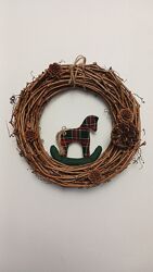 Новорічний вінок з конячкою ручної роботи 