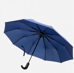 Синий зонт Zest полуавтомат 3 слож 10 спиц, ручка крюк