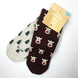 Шкарпетки набір 2 пари жіночі бавовняні новорічні різдвяні р.35/38 німеччин