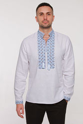 Вишиванка чоловіча Дві стихії блакитно-сіра