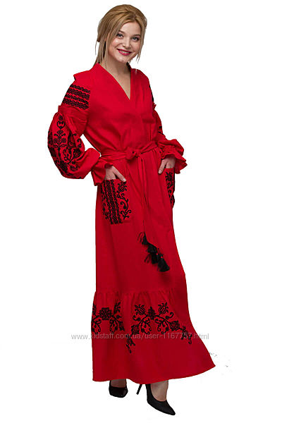 Сукня вишиванка Східний сад червона