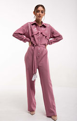 Комбінезон з вишивкою Суцвіття пудра