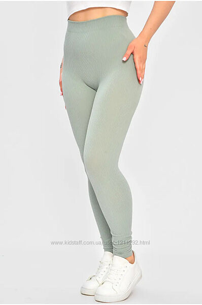 Лосини жіночі однотонні у рубчик м´ятного кольору