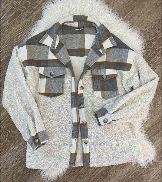 Теплая рубашка сорочка Тедди куртка стиль Zara 