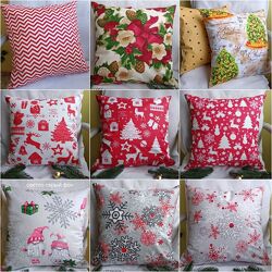 Новогодние наволочки с хлопка на молнии,35/35 см
