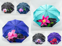 Женский зонтик полный автомат сатин цветок от фирмы Fiaba 721
