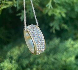 Срібна каблучка з білими кристалами Swarovski