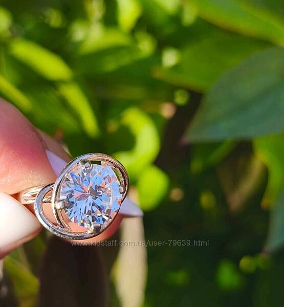 Срібна каблучка та сережки з великим кубічним цирконієм