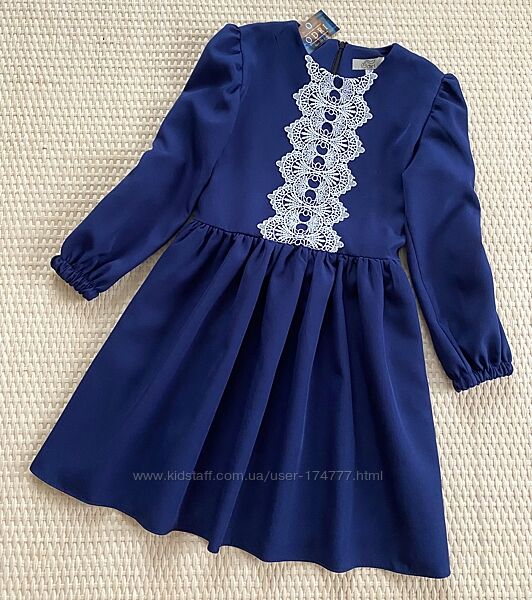 Дитяча сукня шкільна синя для дівчинки розмір 128,140.