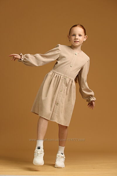 Дитяча сукня бежева з вельвету для дівчинки розмір 128,134,140,146.