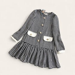 Дитяча стильне тепле плаття для дівчинки в клітинку розмір 128,134,140,146