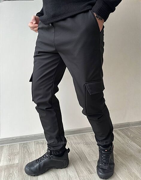 Чоловічі штани плащівка на флісі