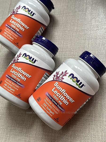 Лецитин NOW Foods, соняшниковий лецитин, 1200 мг, 100 капсул