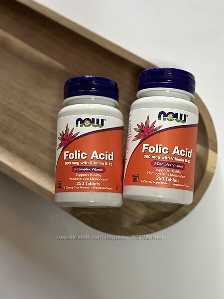 Фолієва кислота з В12 NOW Foods фолієва 800 мкг і В12, 250 таблеток