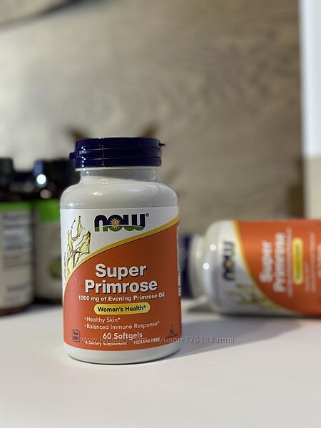 Примула вечірня NOW Foods, Super Primrose, Примула, 1300 мг, 60 капсул
