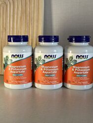 Магній калій таурин NOW Foods, аспартат магнію та калію, 120 капсул