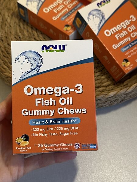 Омега 3 омега3 омега-3 NOW Foods смак маракуйя 36 жувальних США