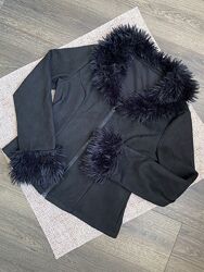 Кардиган жіночий з хутром на блискавці