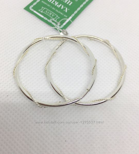 Новые красивые серебряные серьги кольца 37 мм Серебро 925 пробы