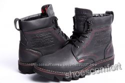 Зимние кожаные ботинки Levis Shoes высокие черные