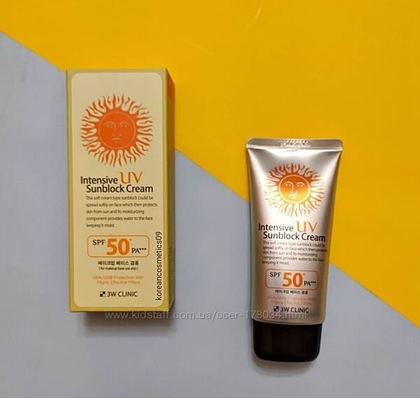 Солнцезащитный крем 3W CLINIC Intensive UV Sunblock Cream SPF50 PA