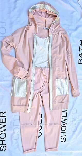 Костюм трійка&92кардіган і штани чінос Італія&92р. L&92пудра&92трикотаж