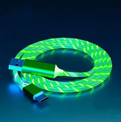 Кабель для зарядки з підсвіткою  USB / Type-C  Green