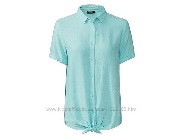 Рубашка с коротким рукавом, футболка, с завязками L 40 euro Esmara голубая