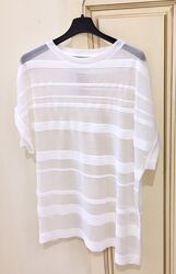  Нова. Брендова футболка в смужку  MARC CAIN Half Transparent Striped White 