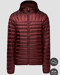 Чоловічий пуховик бренду SUPERDRY DOWN Patch Logo Hooded Jacket Burgundy Зі